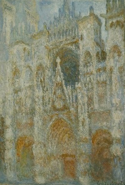 La Cathédrale de Rouen. Le portail, soleil matinal ; harmonie bleue - Claude Monet